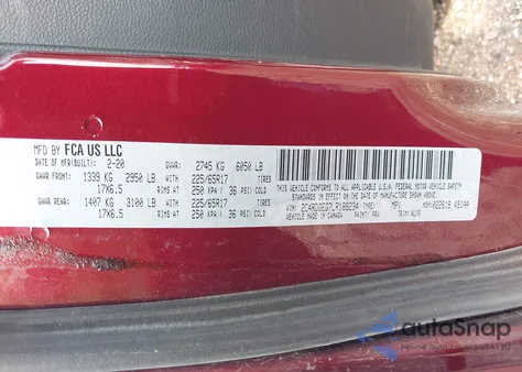 2020 Dodge Grand Caravan Gt z USA, uszkodzony, nr VIN 2C4RDGEG7LR189234